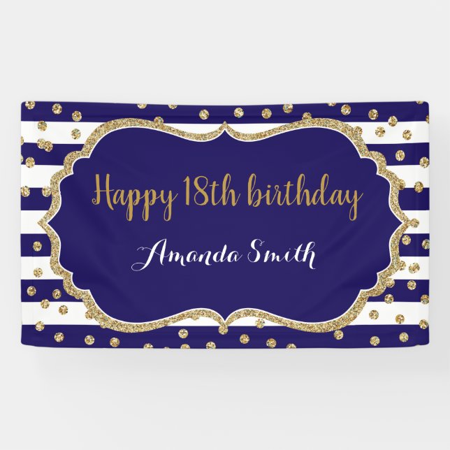 Bonne bannière du 18e anniversaire.Parties scintil (Horizontal)