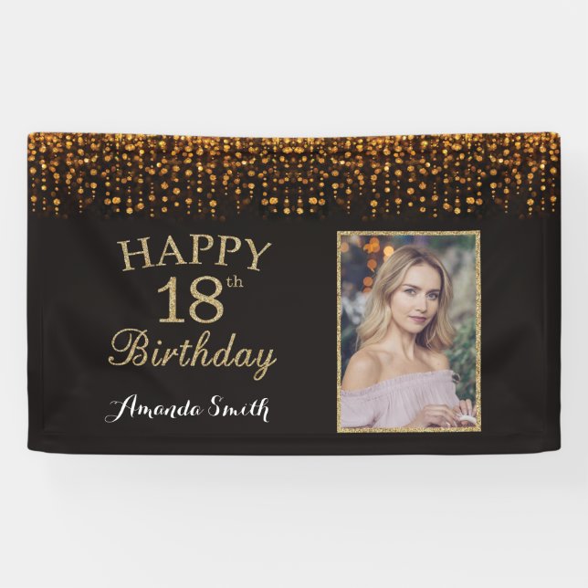 Bonne bannière du 18e anniversaire. Photo Parties  (Horizontal)