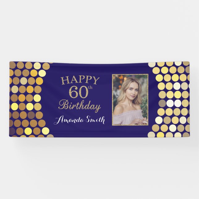 Bonne bannière du 60e anniversaire. Photo Blue Gol (Horizontal)