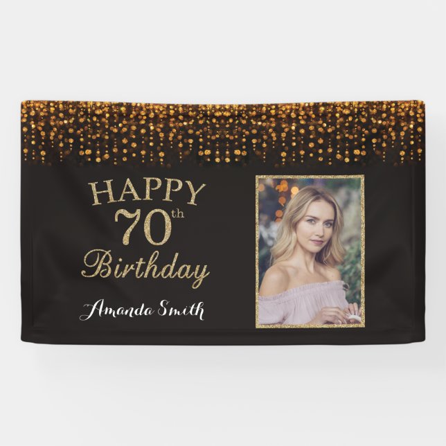 Bonne bannière du 70e anniversaire. Photo Parties  (Horizontal)