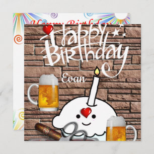Bonne bière d'invitation de carte d'anniversaire