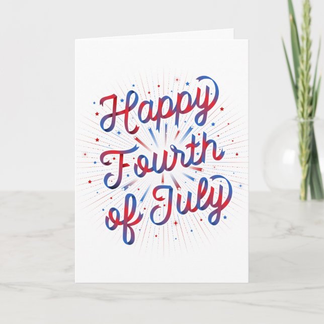 Bonne carte 4 juillet de voeux Dégradé rouge/bleu (Devant)