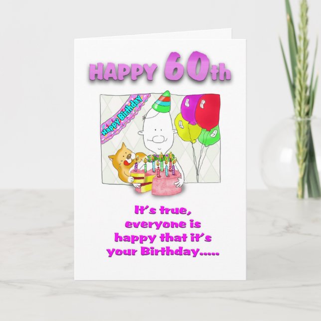 Bonne carte anniversaire 60ème avec cake_60ème (Devant)