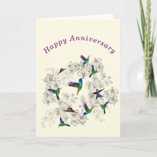 Bonne carte Anniversaire Flying Spring Birds (Devant)