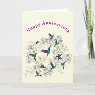 Bonne carte Anniversaire Flying Spring Birds