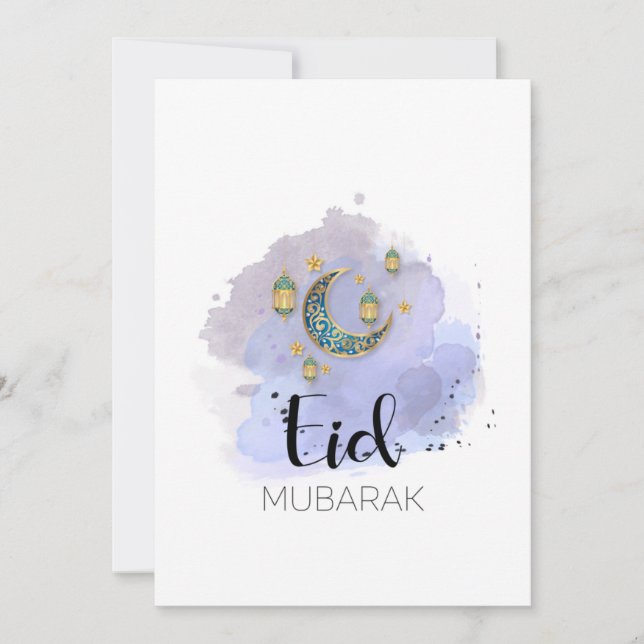 Bonne carte bleue Eid Moubarak (Devant)