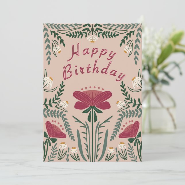 Bonne carte botanique d'anniversaire (Debout devant)