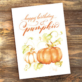 Bonne carte Citrouille d'anniversaire 5 x 7