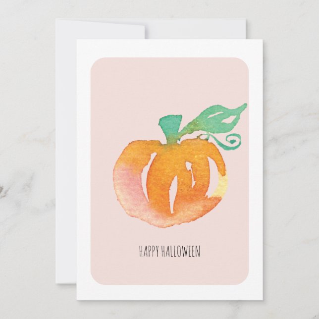 Bonne carte Citrouille Halloween peinte à la main (Devant)
