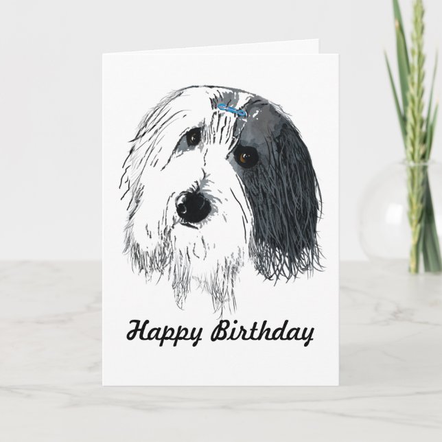 Bonne carte Collie d'anniversaire portée (Devant)