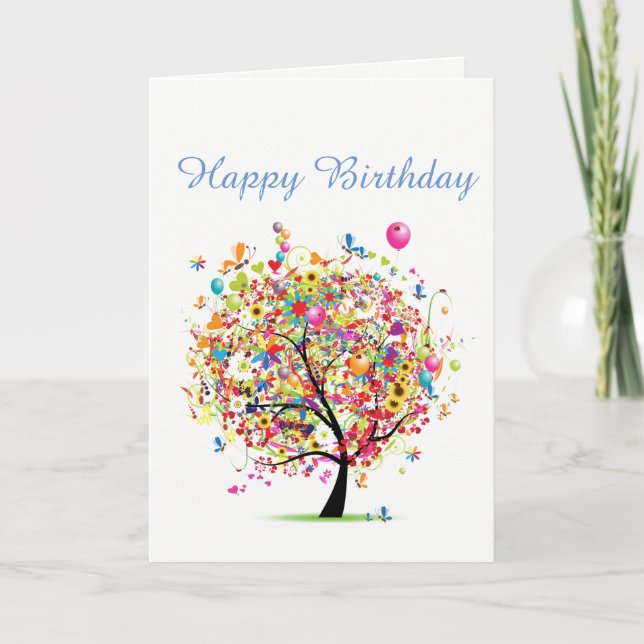 Bonne carte colorée d'anniversaire (Devant)