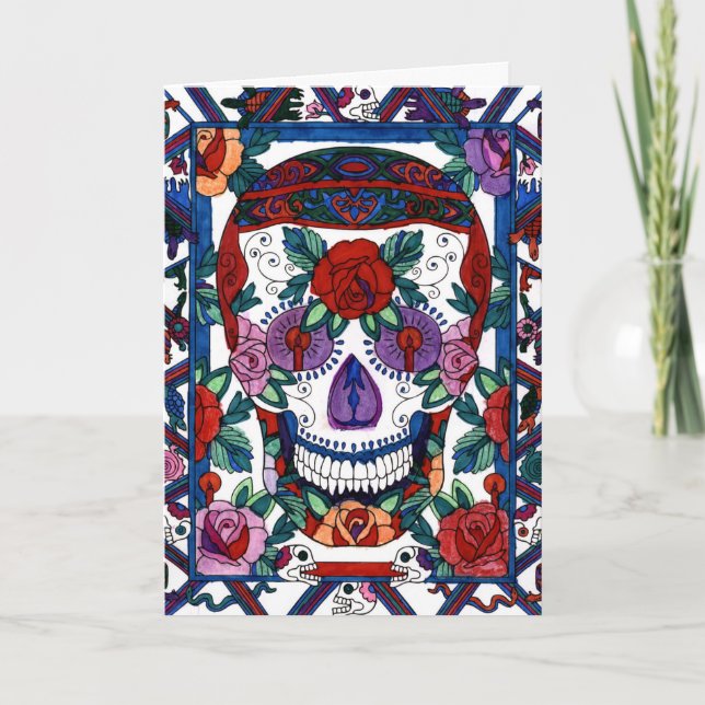 Bonne carte crâne à sucre d'anniversaire - DD3 (Devant)