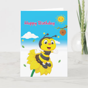 Bonne Carte d'Abeille Anniversaire pour les enfant