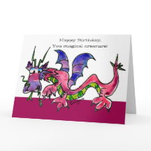 Bonne carte d'ami de la bête du dragon d'anniversa