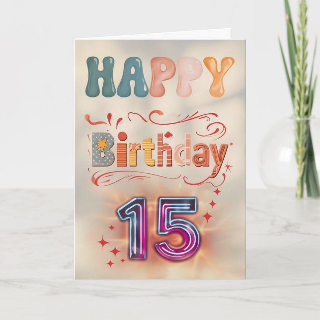 Bonne carte d'anniversaire 15e (Devant)