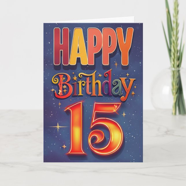 Bonne carte d'anniversaire 15e (Devant)