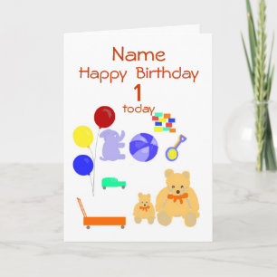 Bonne carte d'anniversaire 1 an, Jouets, Personnal