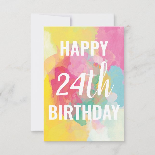 Bonne carte d'anniversaire 24e ("Watercolor Gradie (Devant)