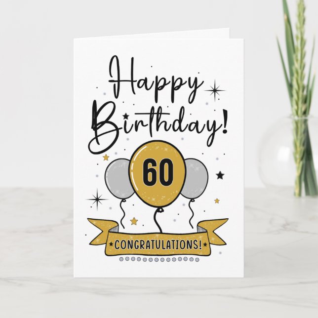 Bonne carte d'anniversaire 60e en or (Devant)