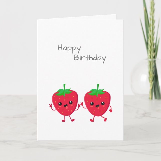 Bonne carte d'anniversaire à un ami fraise (Devant)