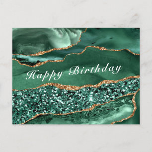 Bonne carte d'anniversaire Agate Green Gold Partie