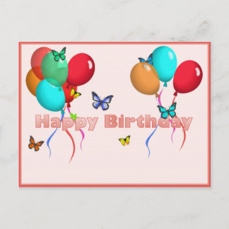 Bonne carte d'anniversaire avec ballons et papillo