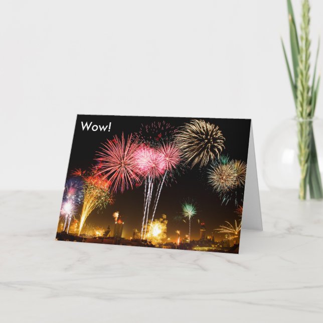 Bonne carte d'anniversaire avec Fireworks : Wow! (Devant)