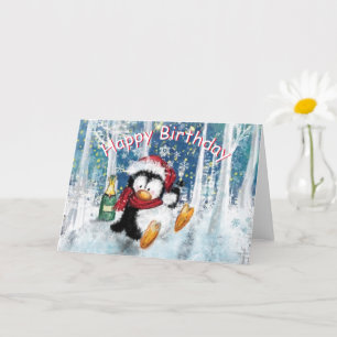 Bonne carte d'anniversaire avec Happy Penguin