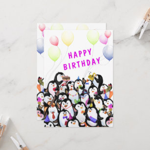 Bonne carte d'anniversaire avec Happy Penguin Part