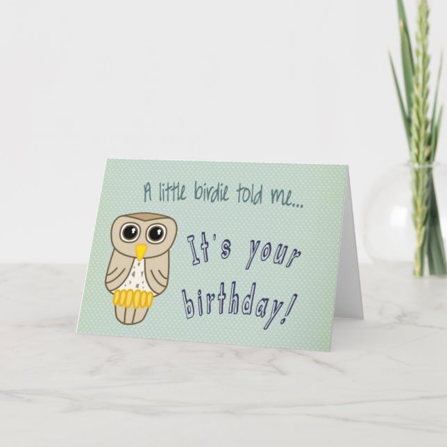 Bonne carte d'anniversaire avec hibou (Devant)