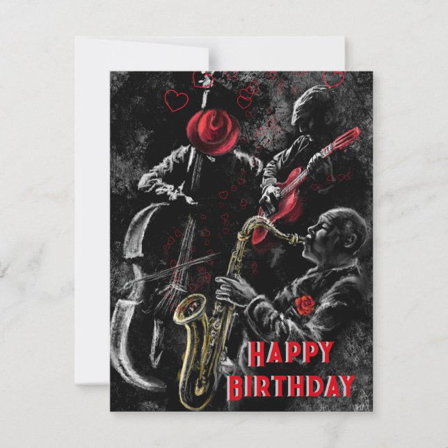 Bonne carte d'anniversaire avec Jazz Band (Devant)