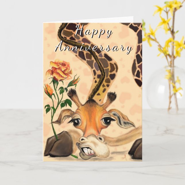 Bonne carte d'anniversaire avec la Giraffe romanti (Fleur jaune)