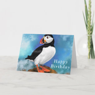 Bonne carte d'anniversaire avec Puffin Bird