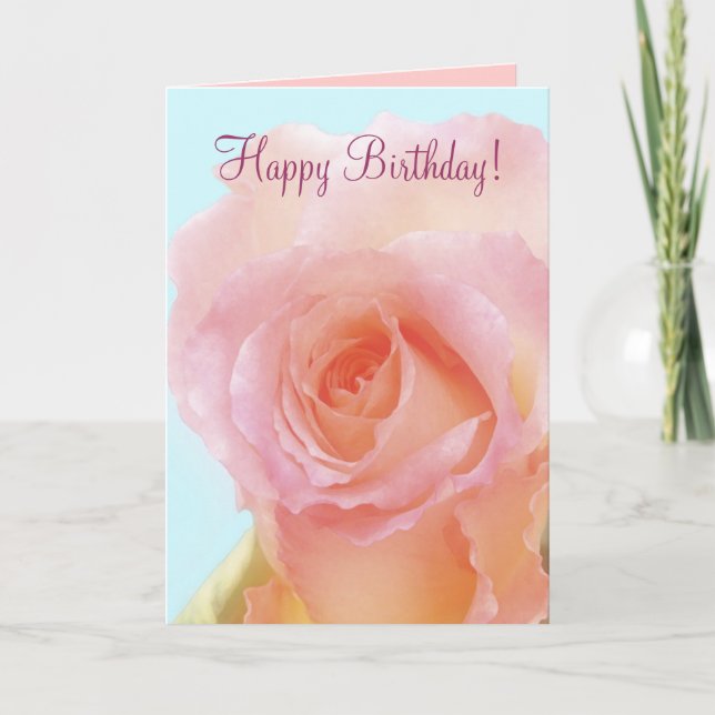 Bonne carte d'anniversaire avec rose (Devant)