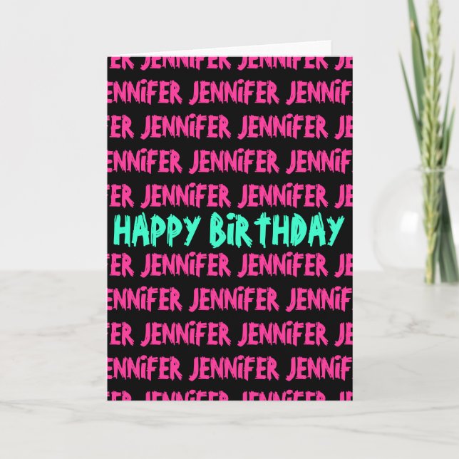 Bonne carte d'anniversaire avec texte couleur néon (Devant)