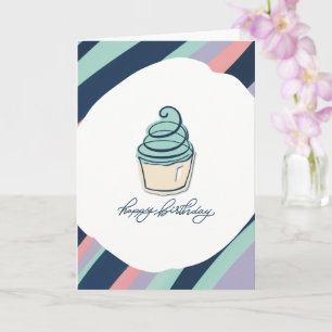 Bonne carte d'anniversaire avec un Cupcake et des 