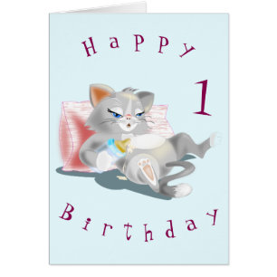 Bonne carte d'anniversaire Baby Kitty - Votre nom 