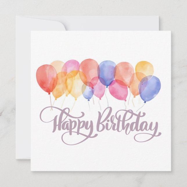 Bonne carte d'anniversaire Ballons d'aquarelle (Devant)