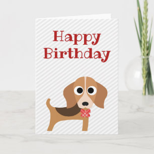 Bonne carte d'anniversaire Beagle chien blanc à l'