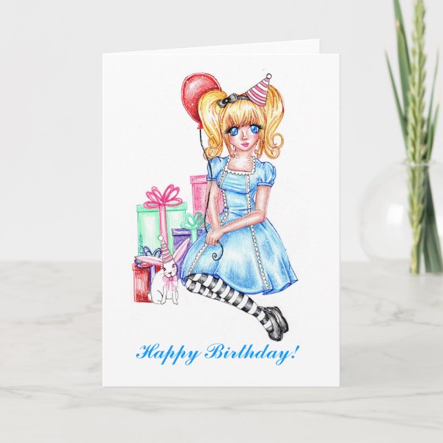 Bonne carte d'anniversaire (bleue) (Devant)