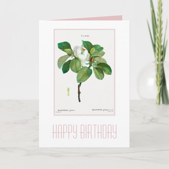 BONNE CARTE D'ANNIVERSAIRE BOTANIQUE "MAGNOLIA" (Devant)