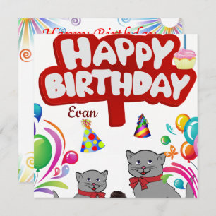 Bonne carte d'anniversaire chats d'invitation