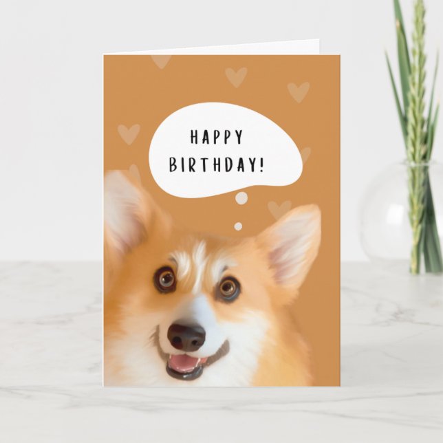 Bonne carte d'anniversaire Corgi (or) (Devant)