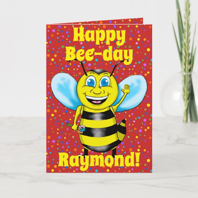 Bonne carte d'anniversaire d'abeille (Devant)