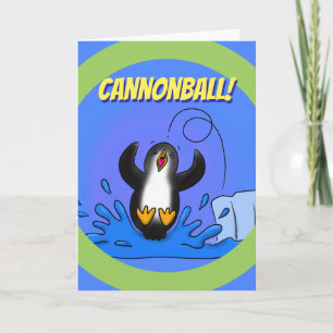 Bonne carte d'anniversaire de pingouin à sauter mi