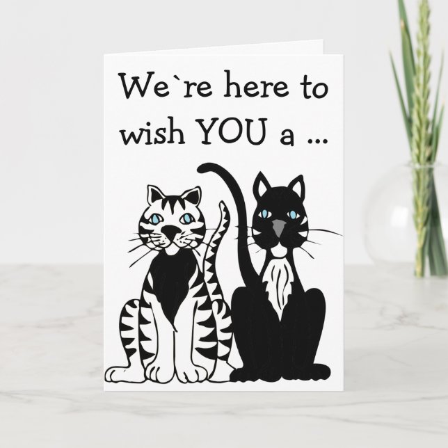 Bonne carte d'anniversaire : Deux chats noirs et b (Devant)