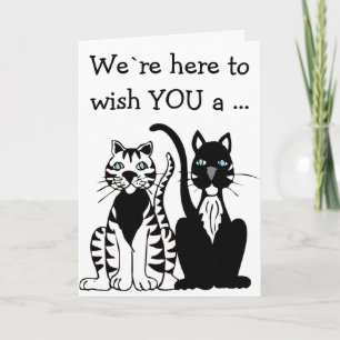 Bonne carte d'anniversaire : Deux chats noirs et b