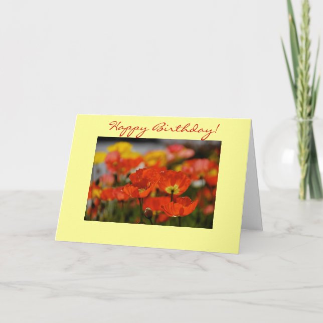 Bonne carte d'anniversaire du pavot (Devant)