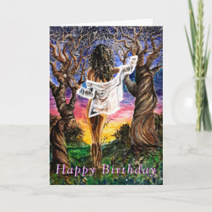 Bonne carte d'anniversaire Femme dans la nature - 