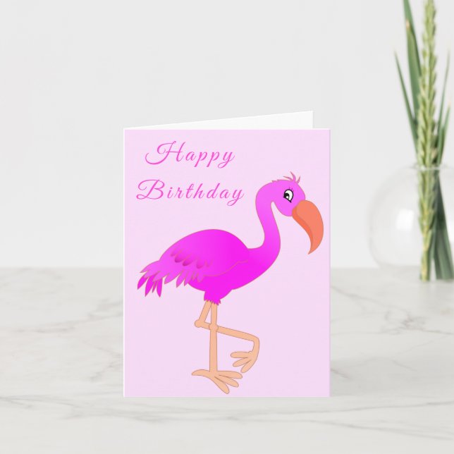 Bonne carte d'anniversaire Flamant rose rose (Devant)